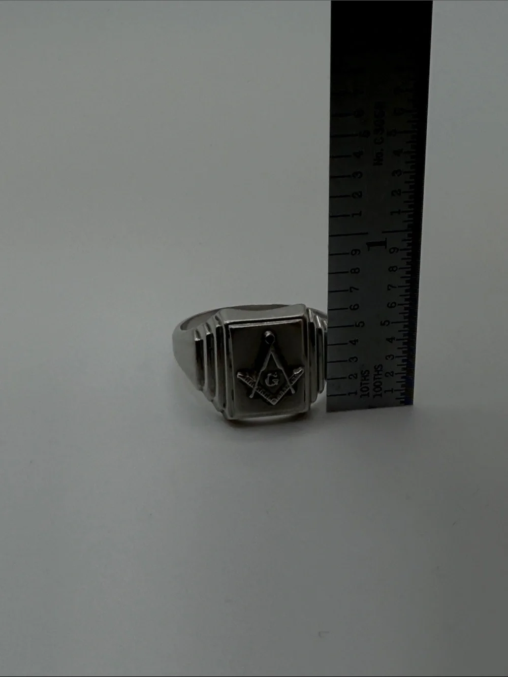 Masonic Stainless Steel Signet Ring - Silver tone size 10 3/4
